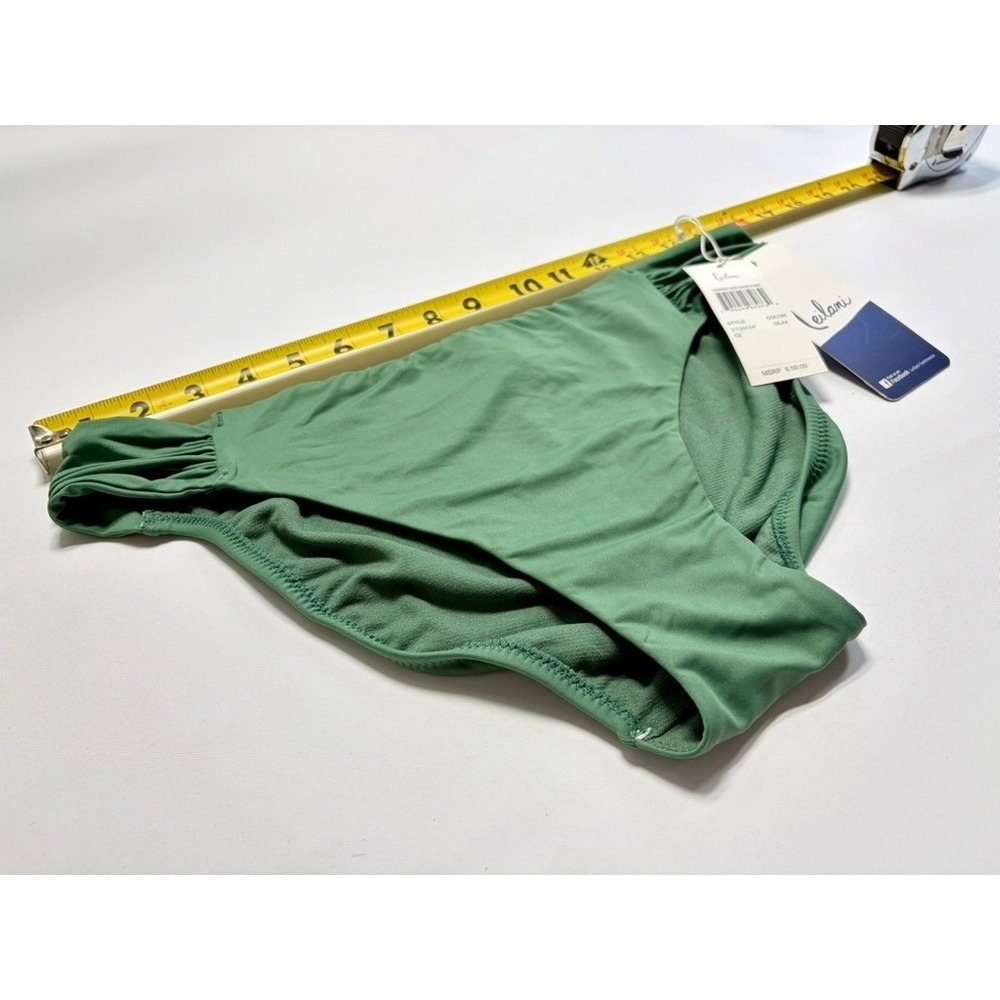 Leilani Olive Shirred Bikini Bottom Size 12 NWT Classic Swim - Picture 6 of 13